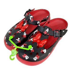 Crocs Disney Minnie Mouse Mary Janes Red Womens 9 Platform Slip On Chunky NWT